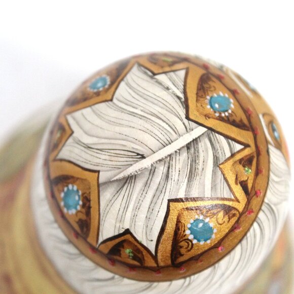 Russia Folk Art Roly-Poly Matryoshka Father Christmas Doll w/Bell Chime 1998 VTG - Picture 7 of 8